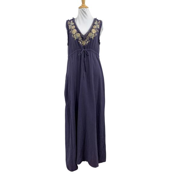 Johnny Was Dresses & Skirts - Johnny Was Dress Womens M Medium Amapola Gauze Floral Embroidered V Neck Maxi
